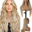 Glueless Balayage Blonde Human Hair Wigs 13x6 Lace Frontal 180% Density 22 Inch Highlight with Brown Roots Ash Blonde to #60 Platinum Blonde Real Human Hair for Women Pre Plucked with Baby Hairs