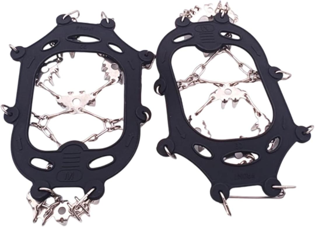 Crampons for Mountaineering Outdoor 24 Teeth Ice Climbing Crampons Ice Crampons Snow Skid Spikes Winter Clip (Medium, Black)
