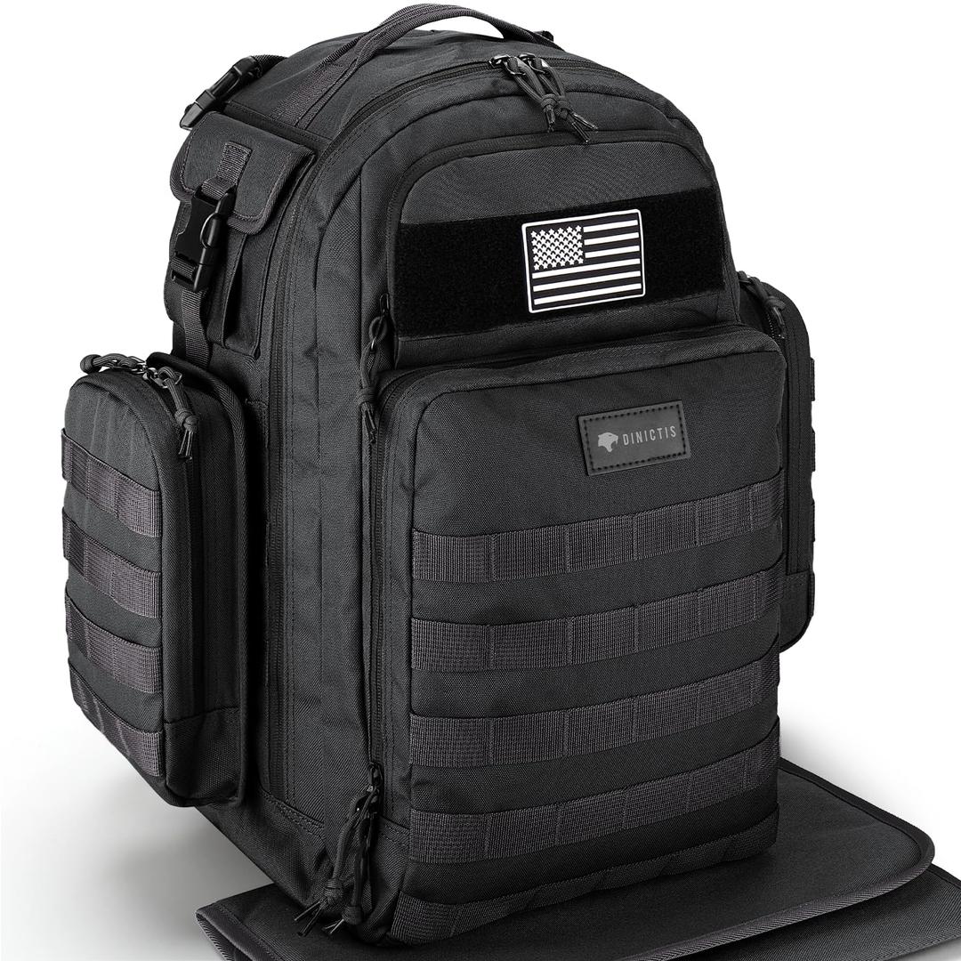 Dad Diaper Bag Backpack with Diaper Changing Mat - Tropical Black