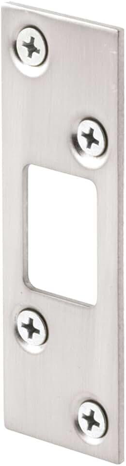 Prime-Line E 2461 1-1/4 In. Satin Nickel Plated Stamped Steel Constructed Deadbolt Strike (3-Pack)