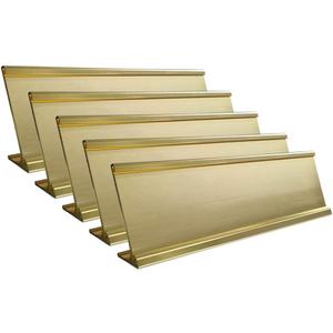 5 Pack Name Plates for Doors, 2"×8" Aluminum Office Name Plate Holder for Wall, Meeting Room, Office, Business Department, Desk, Warning Area(Yellow Gold)