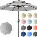 10ft Patio Umbrella, 3 Tier Outdoor Market Table Umbrellas with 8 Fiberglass Ribs and Push Button Tilt, Windproof, Vented Canopy, UV Protection for Deck, Pool, Backyard