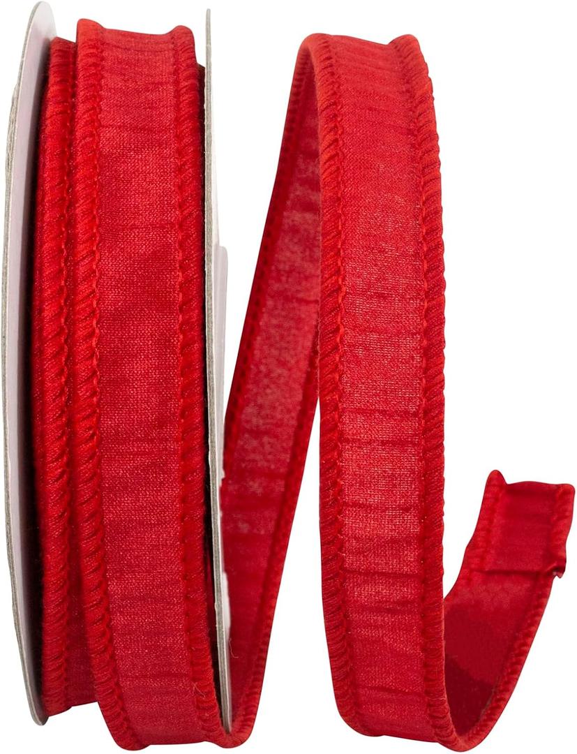 Ribbon - Dupioni Supreme Wired Edge, Red, 7/8 Inch, 10 Yards