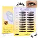 LA MAESII Lash Clusters,Manga Eyelash Clusters,168Pcs Cat Eye Lashes 43-C | 10-14mm,Large Tray,Natural Look,Wispy,Soft Band,Reusable Cluster Eyelash Extensions