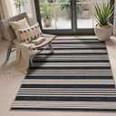 Lahome Elance Striped Easy Jute Washable Rug, 3x5 Outdoor Porch Patio Entryway Rug Indoor Outdoor Carpet for Living Room, Farmhouse Neutral Non Slip Black Carpet for Backyard Bedroom Kitchen