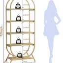 Bookshelf Arched Bookcase, Industrial 5 Tier Open Book Shelves with Metal Frame, 72" Tall Freestanding Display Rack for Home Office, Living Room,Nature Wood and Gold