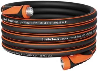 Giraffe Tools Garden Hose 50ft x 5/8", Water Hose Heavy Duty, Flexible, Lightweight Hybrid Hose with Swivel Handle, Male to Female Fittings, Burst 600 PSI