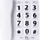 Big Button Phone for Elderly, JeKaVis J-P02 Amplified Phones for Hearing Impaired Aid Home Corded Phone Landline for Seniors Phone for Hard of Hearing House Phone, White