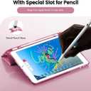 INFILAND Case for iPad 6th/5th Generation 9.7 Inch 2018/2017, iPad Air 2 Cute Glitter Clear Protective Cover for Kids, Girls, Woman, with Pencil Holder (Pink)