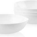 Corelle 4-Pc Meal Bowls Set Service for 4, Durable and Eco-Friendly 9-1/4-Inch Glass Bowls, Compact Stack Bowl Set, Microwave and Dishwasher Safe, White, 46 Ounces