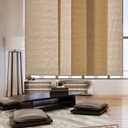 Replacement Fabric Panels for Sliding Glass Door (4-Pack, 23"x96"), Fabric Only, Natural Woven Blind Slats, Trimmable, Sheer, Track & Bottom Rail Not Included,Coastal Sand