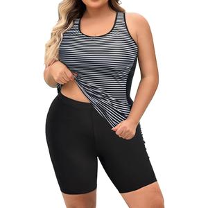 Daci Women's Plus Size Tankini Swimsuit - Two Piece Rash Guard with Capris Shorts and Athletic Racerback Bathing Suit, Size 2XL