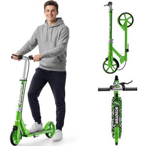 Scooters for Kids 8-12, Teens & Adults - Load 240 LBS, 8-Inch Wheels, Kick Scooter with Shock Absorption System, Hand Brake & Bell, 4 Adjustable Height Levels, Perfect for School, Commuting or Park
