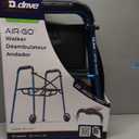 Air-Go Foldable Walker with Seat, Rollator Walkers for Seniors with Airgonomic Grips, Adjustable Height 4'9"-6'7", 300 lb Capacity, Blue