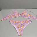 Tainehs Women's Two Piece Bikini Sets O Ring Front Top Ditsy Floral Triangle Swimsuits Cheeky Bathing Suit