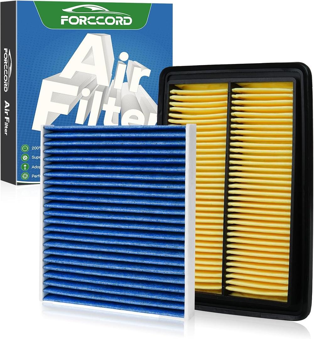 Cabin & Engine Air Filter Fit for Nissan Rogue 2.5L (2014-20), Rogue 2.0L Hybrid (2017-19), Rogue Sport 2.0L (2017-22), Qashqai 2.0L (2017-23) Activated Carbon Filter Replace#CF11854 CA11858