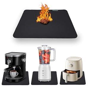 DXOKNQG Heat Resistant Appliance Mat, Black, Non-Slip Kitchen Counter Protector, Large Size for Coffee Maker, Blender, Air Fryer (1, 15 * 18)