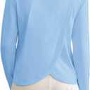 Haloumoning Girls Athletic Shirts Kids Long Sleeve Workout Tops Split Back Quick Dry T-Shirt (7-8 Years, Sky Blue)