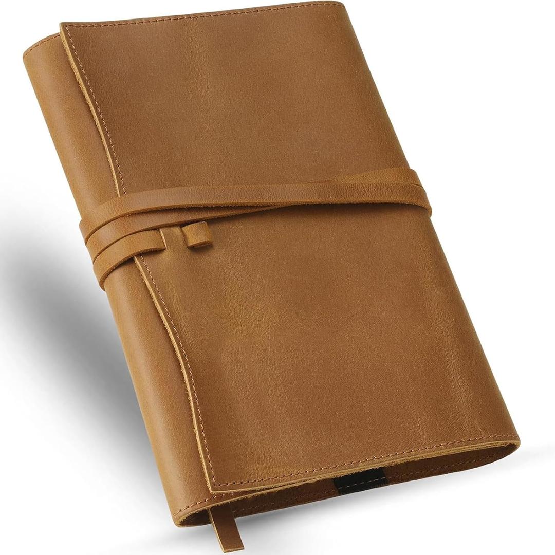 Jack&Chris Leather Bible Cover, Leather Book Cover for Men and Women, Bible Holder Strap Bible Cover Gifts, JC61-7M