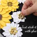 Hotop 60 Pcs Graduation Cap Gold Flower Embellishments Faux Mini Flowers Flat Back Decorations for Grad Cap Topper DIY Craft Art Decor