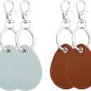 Psyqtsuary Leather Key Fob Holder, 4 Pcs PU Leather Keychain Key Holder for Keychain General Keys Fob, for Keys ID Keys Cards