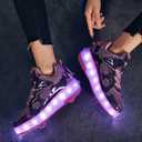 Roller Skate Shoes for Boys and Girls Kids LED Light Up Fashion Sneakers with Rechargeable and Detachable Wheels The Gift for Party Birthday Christmas Day (12.5 Little Kid, Pink623)