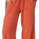Womens Wide Leg Pants Casual High Waisted Palazzo Pants Lightweight Summer Flowy Beach Pants with Pockets, Size: Medium