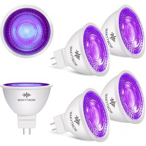MR16 LED Light Bulb, Purple, Gu5.3 Bi-pin Base LED Spotlights 12V LED Light for Outdoor Landscape Track Lighting, 4W=50W Halogen Equivalent, 6Pack