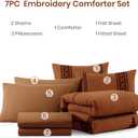 MaiRve Embroidery Comforter Set, Boho Farmhouse Western Bedding Set, All Season Bed in A Bag Comforter Set with Sheets, Pillowcases & Shams, Burnt Orange Queen 7 Pieces