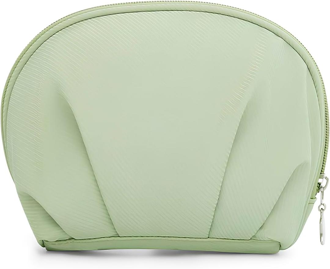 E-Tree Makeup Bag Travel Toiletry Bag Half Moon Small Make up Pouch Cosmetic Case Organizer Cute Waterproof for Girls Women Travel Essentials Toiletries Accessories (Green)