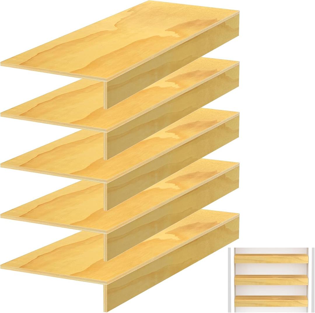 5Pcs Wooden Wire Rack Covers for Removable Closet Decoration, 33 x 16 Inch Wire Shelf Covers for Pantry, Office, Waterproof, Moisture-Resistant, Easy InstallWood Color