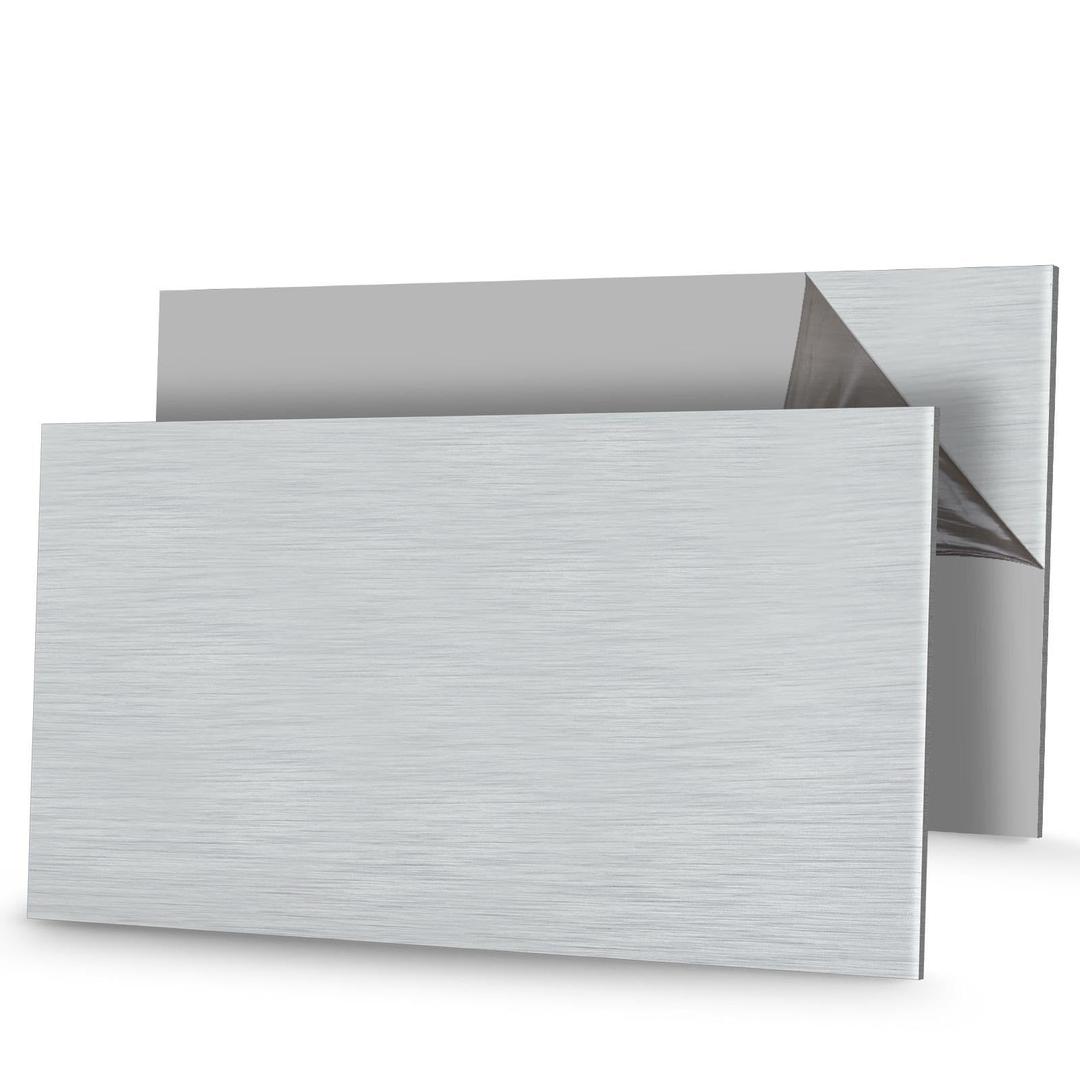 Blulu 2 Pcs Aluminum Composite Panel, 1/4" Thick Rectangle Aluminum Sheet for Industry Crafting Handcraft DIY Projects(Brushed Silver,24"x48")