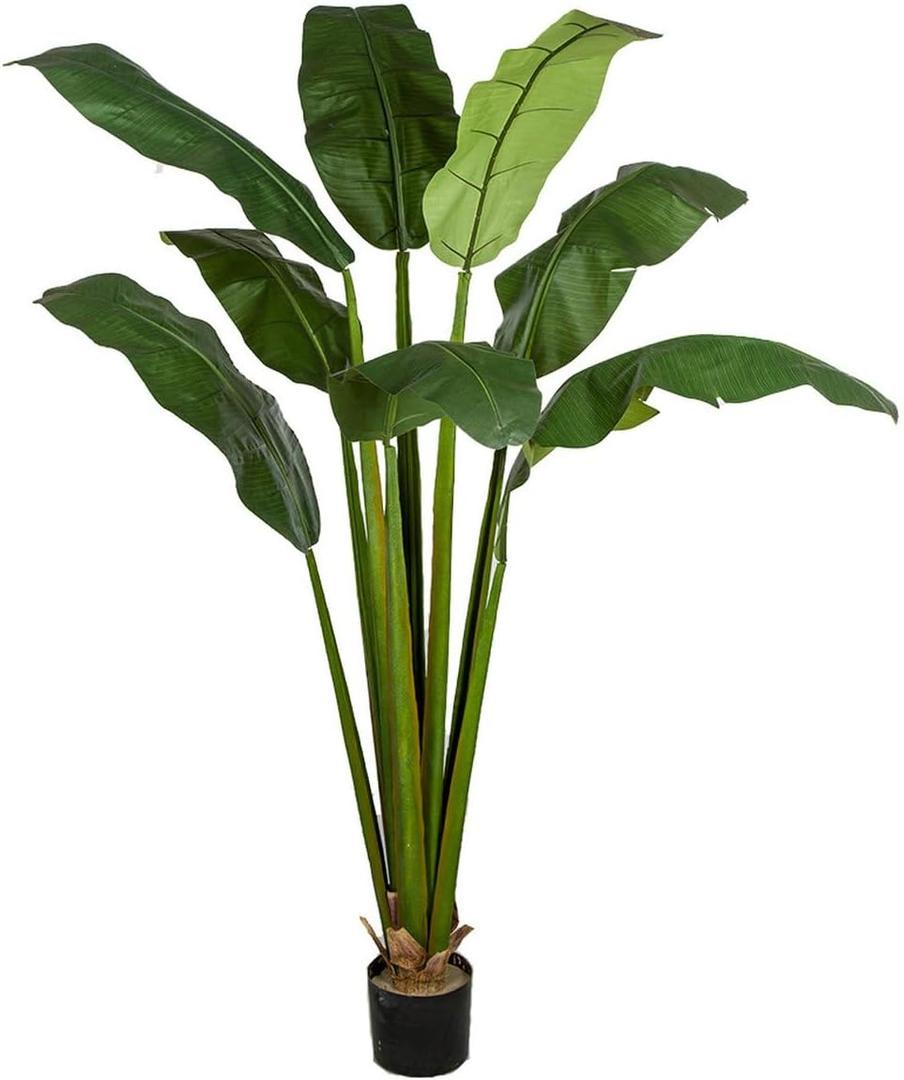 7' Silk Bird of Paradise Palm Tree w/Pot -Green