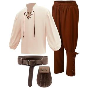 Kids Medieval Costume Boys Renaissance Cosplay Viking Belt Pouch Accessories for Halloween M