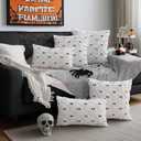 2 x 2 Set Halloween Pillow Covers, Throw Pillow Cases Soft Plush Faux Fur Wool Couch Cushion Case for Chair Sofa Bedroom Living Room Home Decor (White Ghost, 18 * 18INCH)