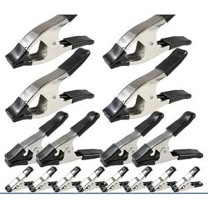 Wellmax 20PC Nickel-Plated Metal Spring Clamps Set - Heavy Duty Clips for Woodworking, Photography Backdrops, and More