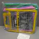 Telling 12 Pack Thick Clear Book Pouches with Blank Name Tags and Handles Book Baggies Bags Bins Organizer for School Classroom Library Pockets Students (10 x 12 Inch, Vivid Colors)