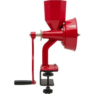 WONDERMILL Manual Hand Crank Grain Mill-Corn, flour mill grinder for home kitchen-Aircraft Aluminum. For Dry and Oily Grains - High Hopper, Spice, Wheat Stone Mill (Red).