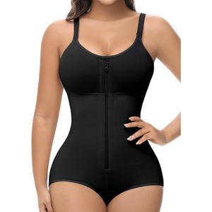 SHAPSHE Fajas Colombianas Moldeadoras Body Shaper Post Surgery Compression Garment Shapewear Tummy Control with Zipper (Medium, Black (One Size Larger May Be Better))