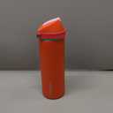 Insulated Water Bottle with Straw - Encool Stainless Steel Water Bottle with Push Button Lid, Leak-Proof & BPA-Free, Keeps Cold for 24 Hours for Sports, Travel, Gym (24 oz, Grapefruit Red)