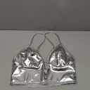 Women's Metallic Crop Tops Shiny V-Neck Tube Bra for Dancing, Raves, Festivals, Costumes Size S