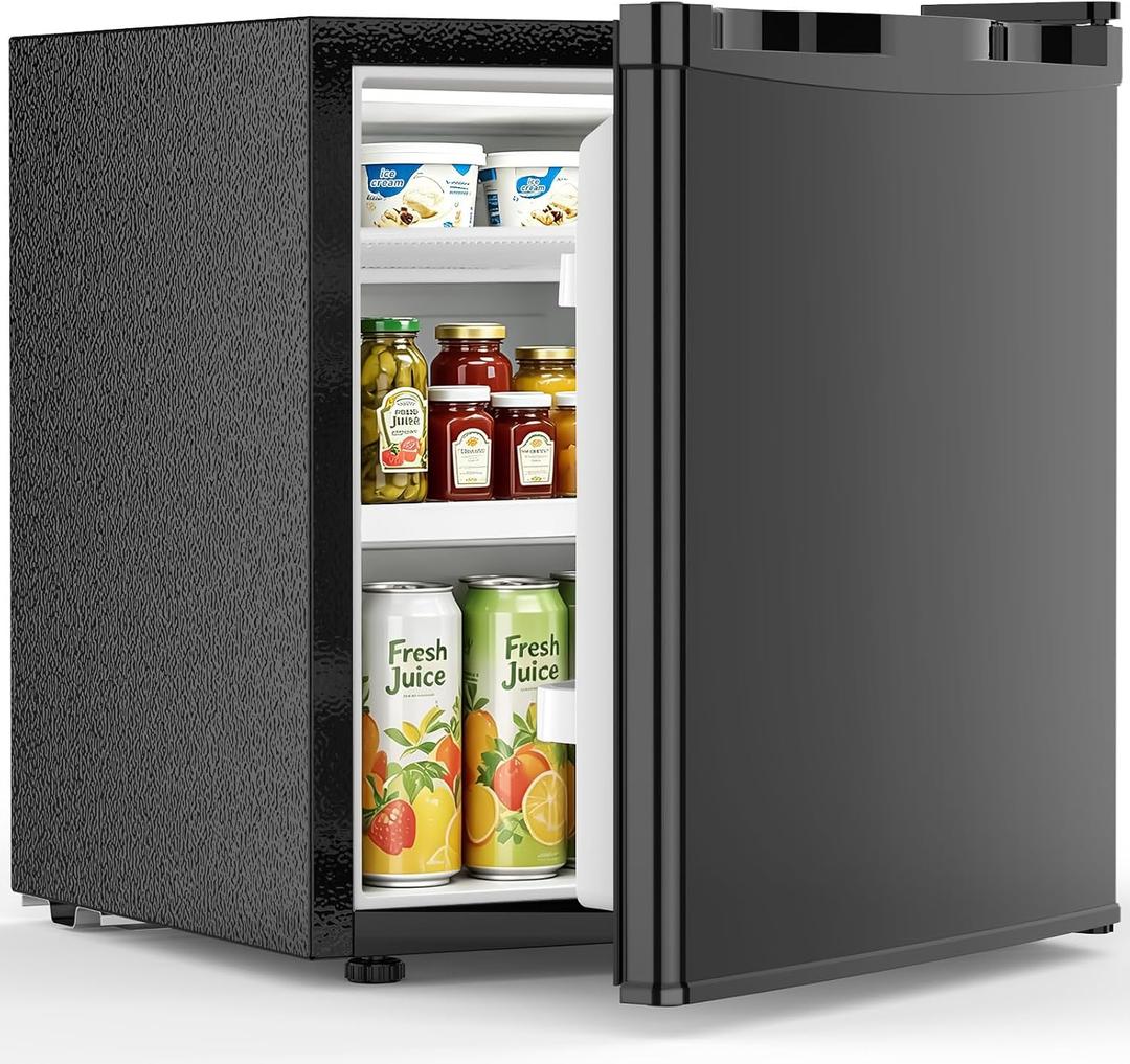Electactic 1.7 Cu.ft Mini Fridge, Compact Refrigerator, Single Reversible Door, Ultra Quiet, Energy Efficient for Office, Dorm, Bedroom, Apartment, Black