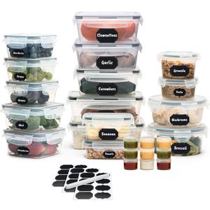 50 PCS Food Storage Containers with Lids (25 Containers & 25 Lids), Reusable, Airtight, BPA-Free, Stackable, for Kitchen & Pantry organization, Meal Prep, lunch prep, Freezer & Microwave Safe