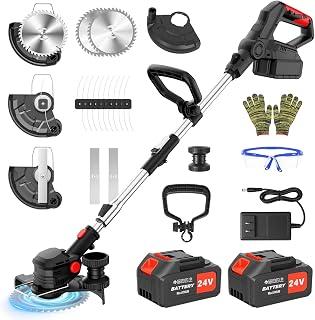 24V 8 Inch Cordless Weed Wacker, 3-in-1 Lawn Edger Grass Trimmer
Electric Weed Eater with 2 x 4000mAh Batteries, Foldable Telescopic Shaft and 3 Cutting Blades for Garden Yard Use