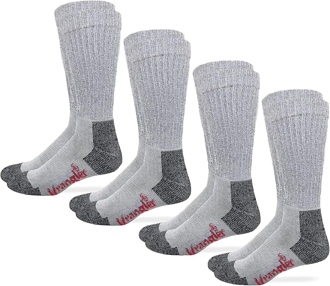 Wrangler mens Riggs Workwear Over the Calf Work Boot Socks 4 Pair Pack (Large, Grey)