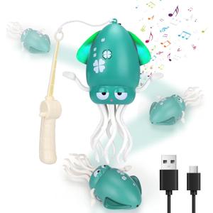 2 x BUSOHA Dancing Octopus Toy Electric Crawling Octopus Music Toys with Light Up and Smart Sensor,Gift for New Mom,Friend,Family,Green
