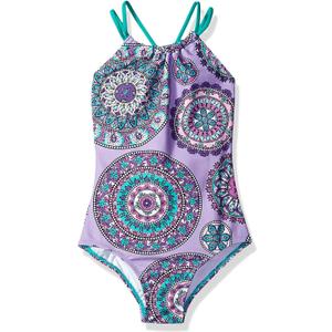 Kanu Surf Girls Jasmine Beach Sport Halter One Piece Swimsuit, Purple, Size 14