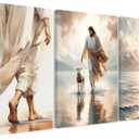 3 Pcs Christian Wall Art Jesus Decor Christ Religion Canvas Wall Decor Jesus Art Pictures Posters Prints Religious Paintings Room Decor for Church Prayer Room Christian Schools Hospitals 12'' x 16''