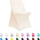 ManMengJi Spandex Folding Chair Covers, Folding Chair Covers 12 PCS Light Yellow, Universal Fitted Banquet Chair Slipcovers for Wedding Party Event