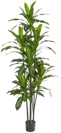 CyanZen 6FT Dracaena Artificial Plant - Large Tropical Indoor Fake Tree with Lifelike Leaves - Tall Faux Floor Plant in Pot for Home Office Living Room Decor